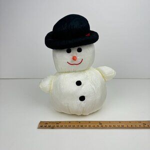 Vtg 90s Snowman Stuffed Plush Soft Puffy Nylon Material Holiday Christmas Winter